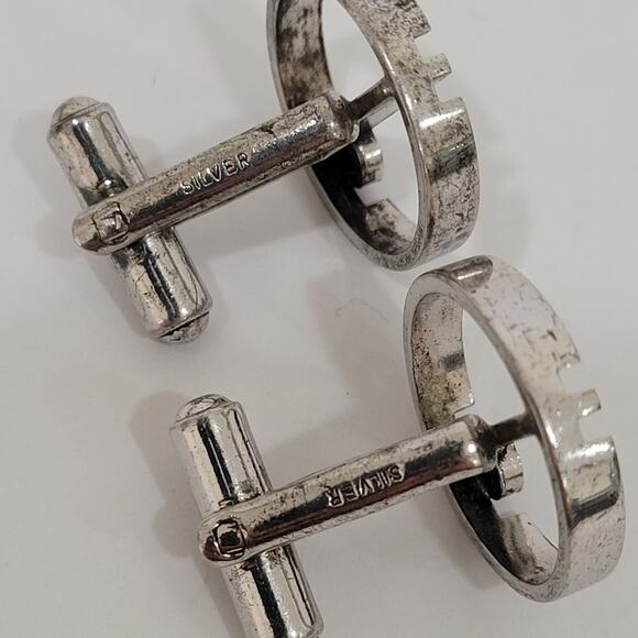 Dunhill Sterling Silver D Logo Cufflinks Engraved Marked Designer Vintage - Picture 5 of 6